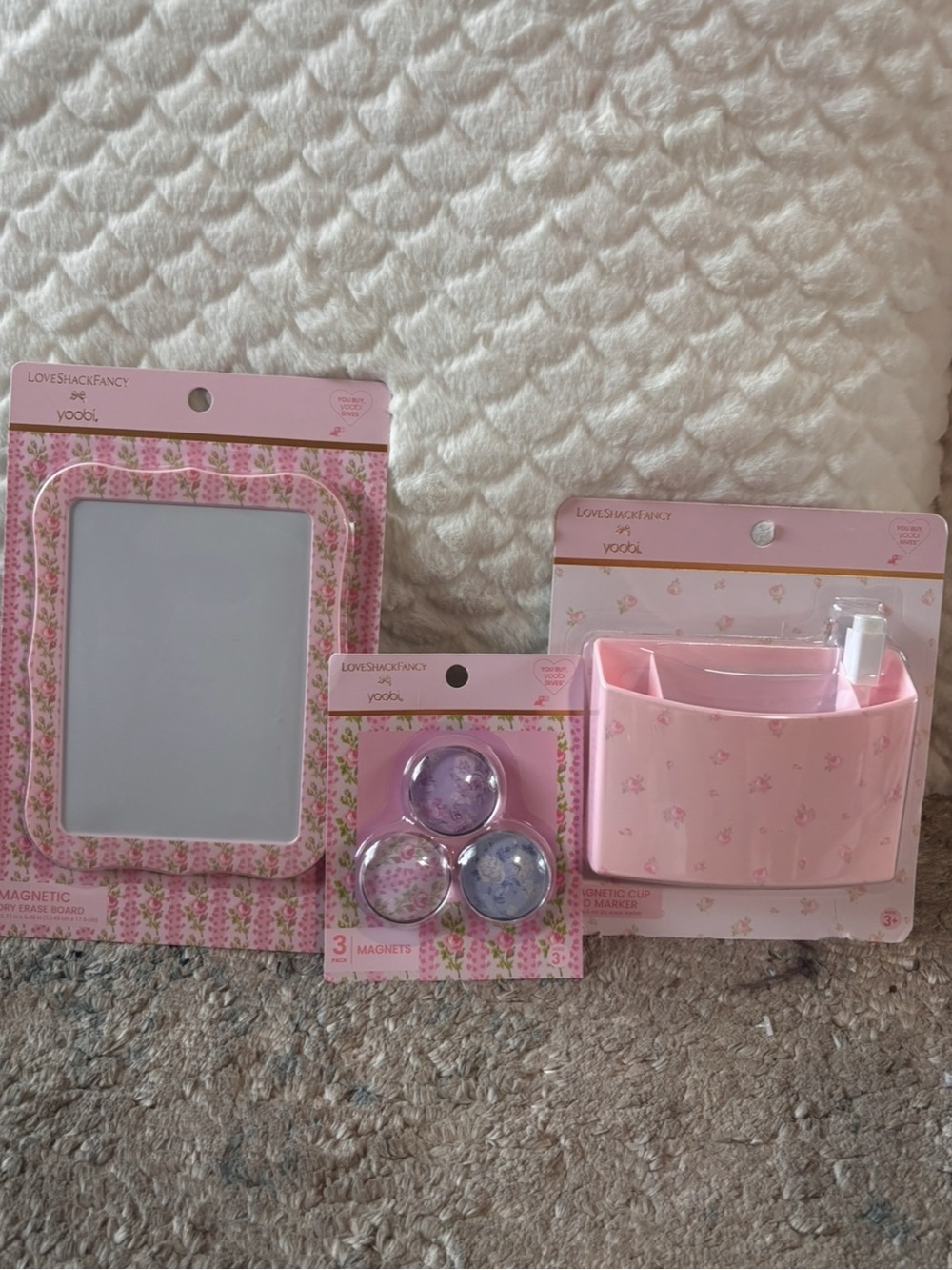 LoveShackFancy dry erase board, magnetic cup & marker, & 3 magnets locker set